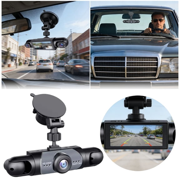 Dash Cam 360° Panoramic Car Driving Recorder with Night Vision Loop Recording 4 Channel 1080P