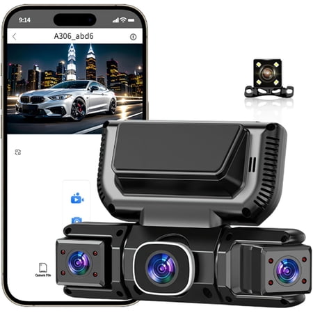 Dash Cam, 360 Pro 4 Channel Car Camera, 4K 360° Dash Cam Front and Rear, WiFi Smart Dashcam with Enhanced Night Vision, 24h Parking Monitor, G-Sensor, Loop Recording