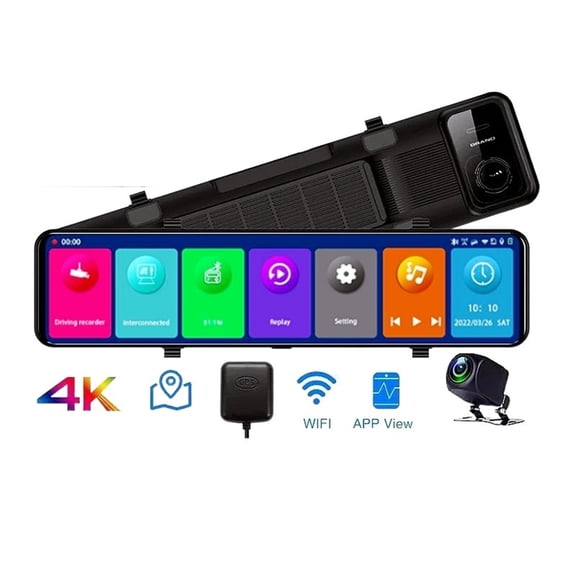 Dash Cam 4K 3840*2160P Car Mirror Video Recording Carplay & Wireless Connection 5G GPS Navigation FM AUX ,Effortless Control