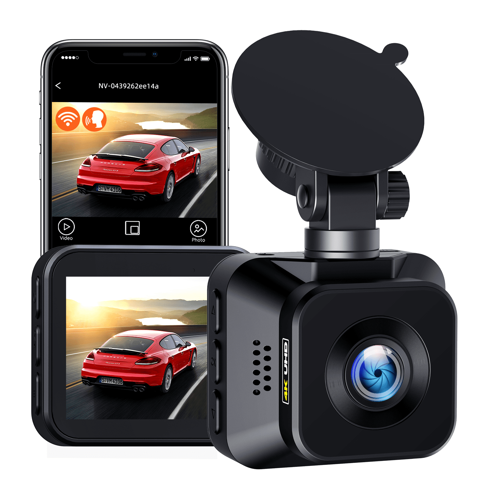 LAMTTO Dash Cam 4K Wifi 2160P Car Camera Mini Front Dash Camera for Cars  with Night Vision 64GB SD Card, APP Control, Voice Prompt, G-Sensor,  Parking