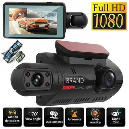 Dash Cam Car Security Camera with 3 Inch IPS Screen, Video Recorder, G-Sensor, Night Vision