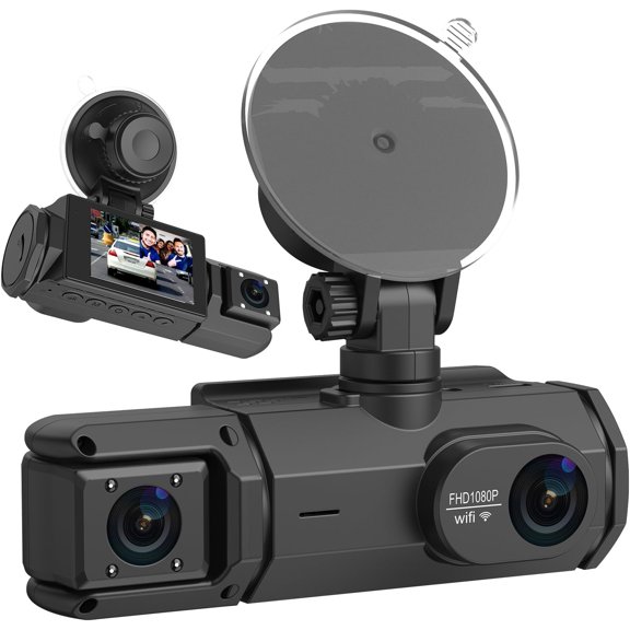 Dash Cam for Cars, 1080P Full HD Dual Dash Cam Front Inside, WiFi, 2" Screen, Night Vision, G-Sensor, Loop Recording, 170 Wide Angle, APP Control (Dual Dashcam)