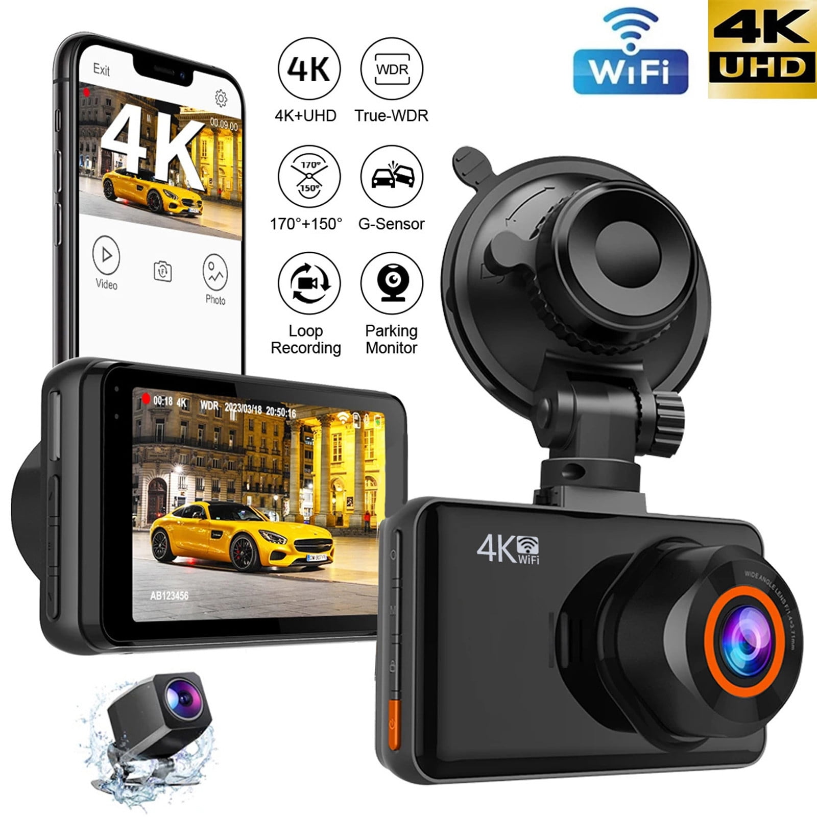 Full Hd Dash Cam With Motion Sensor Dash Cam for Cars, 4K Full HD Dash Camera, Dashcam with Night Vision