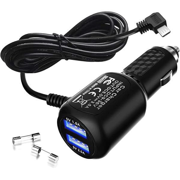 Dash Cam Charger 2024 Upgraded Micro USB Car Charger With Dual USB Port Compatible With APEMAN, Rexing, Byakov, AKASO, Crosstour, Trekpow, Pruveeo, OldShark, Garmin And Most Other Dash Cam, (6.5FT
