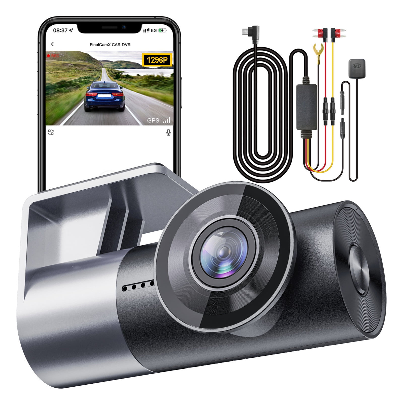 Dash Cam M2 - Caméra Voiture 1296P QHD, 121° Grand Angle, Wifi, Mode Parking, Carte 16GB Incluse