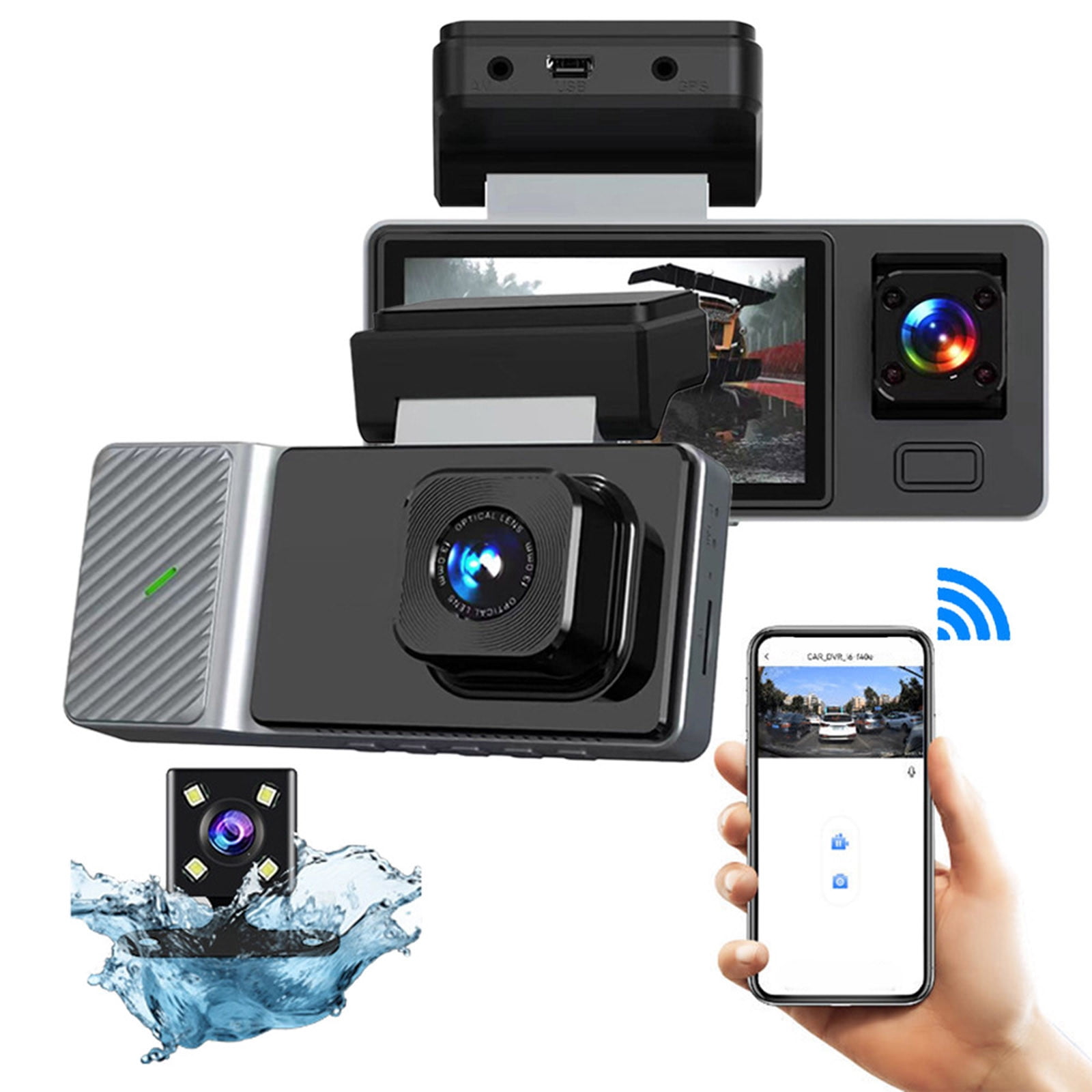 Dash Cam Front Inside Rear 1080P HD Dash Camera For Cars With Infrared