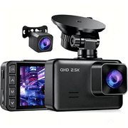 Dash Cam Front and Rear, 2.5K+1080P Dual Dash Camera for Cars, 2’’ Display Mini Car Camera, G-Sensor Dashcam, Night Visi