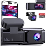 Dash Cam Front and Rear, 2.5K+1080P Dual Dash Camera for Cars, Car Camera with 1.47" IPS Screen, Built-in Wi-Fi, 170° Wide Angle, Night Vision, G-Sensor, 24H Parking Mode, 32GB Card Include deal from Walmart