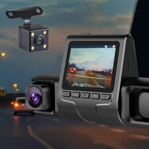 Dash Cam Front And Rear,3 Channel 1080P Dash Cam Front And Rear Inside,Dashcam Three Way Triple Car Camera With Ir Night Vision, Loop Recording, G-Sensor, Hdr, 24 Hours Recording