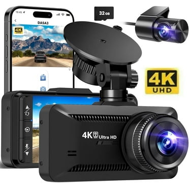 Dash Cam Front Rear 4K/1080P, Full HD Dash Cam with APP Control,Cars Build in Wifi, 3.94‘’IPS Screen Dash Camera with 32GB SD Card, G-Sensor, WDR, 24Hr Parking Mote, Loop Recording