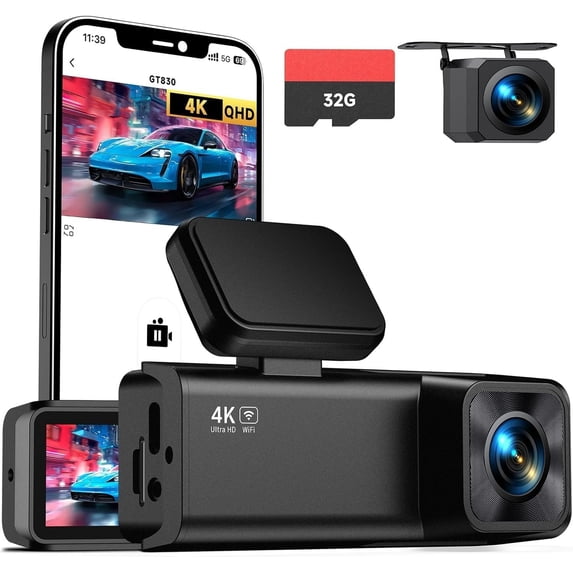 Dash Cam Front and Rear, 4K+1080P Dual Dash Camera for with Night ...