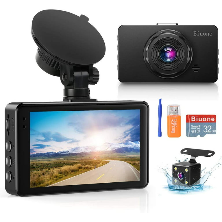 3 Channel Dash Cam Front and Rear Car Camera, 1080P+1080P Three-Way Dash  Camera, Car Video Dashcam for Cars with IR Night Vision, 64GB SD Card, WDR,  G-Sensor, Parking Mode, Motion Detection 