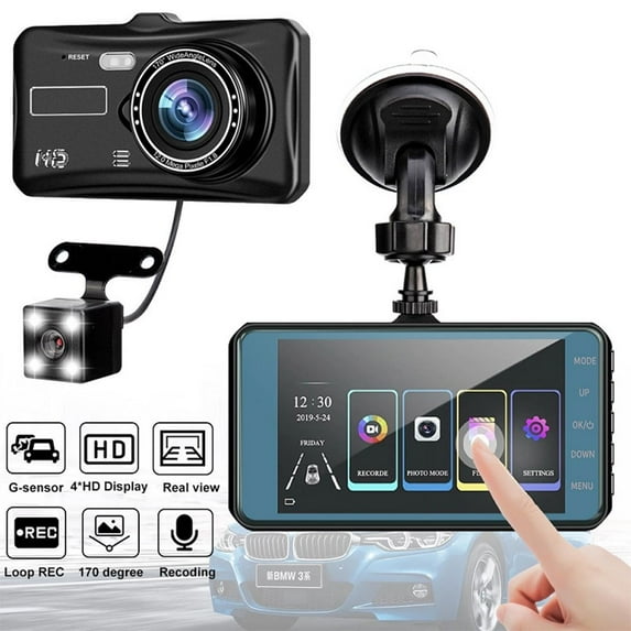 Dash Cam Front and Rear Dual Dashcam, Giugt 4 inch Touch-Screen Car Dashboard Camera FHD 170° Wide Angle Backup DVR Recorder with Night Vision G-Sensor Parking Monitor Loop Recording Motion Detection