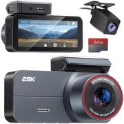Dash Cam Front and Rear, 2.5K+1080P, 3.39" Dash Camera for Cars with 64GB Card, 160°Wide Angle, G-Sensor, 24H Parking Mode