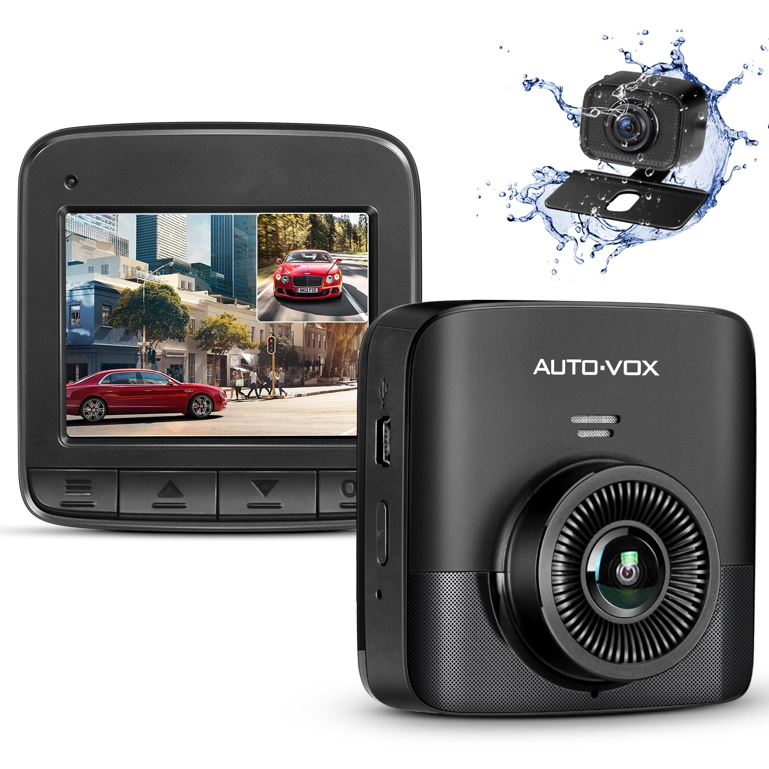 AUTO-VOX Dual Dash Cam Front and Inside 1920x1080P,Infrared Night  Vision,Integrated Design of Built-in GPS with Magnetic Bracket in Car  Dashboard