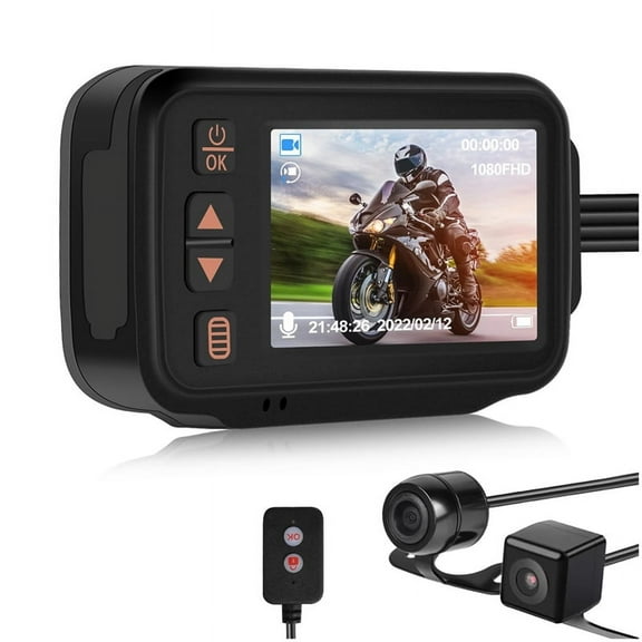 Dash Cam Front and Rear, Driving Recorder Camera for Motorcycles, 2 Inch HD Dash Cam, Loop Recording, Waterproof