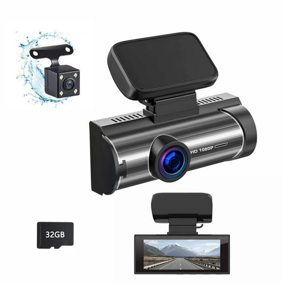 Dash Cam Front and Rear, Harpi Dash Camera for Cars, Car Recorder HD Lens Recording Infrared Night Vision Car DV Camera Recorder Plus 32G Memory