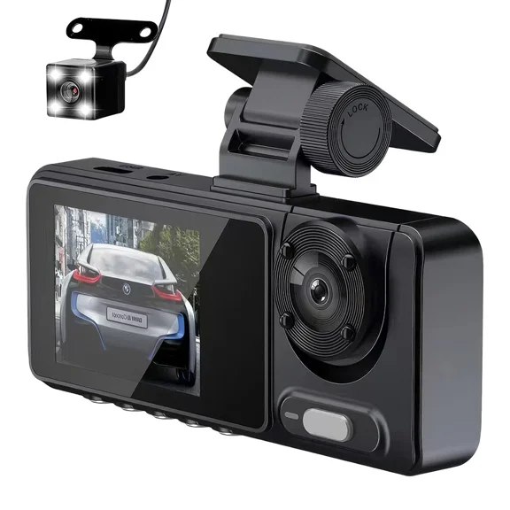 Dash Cam HD 1080P Three Lens Car Camera G-Sensor Driving Video Recorder DVR
