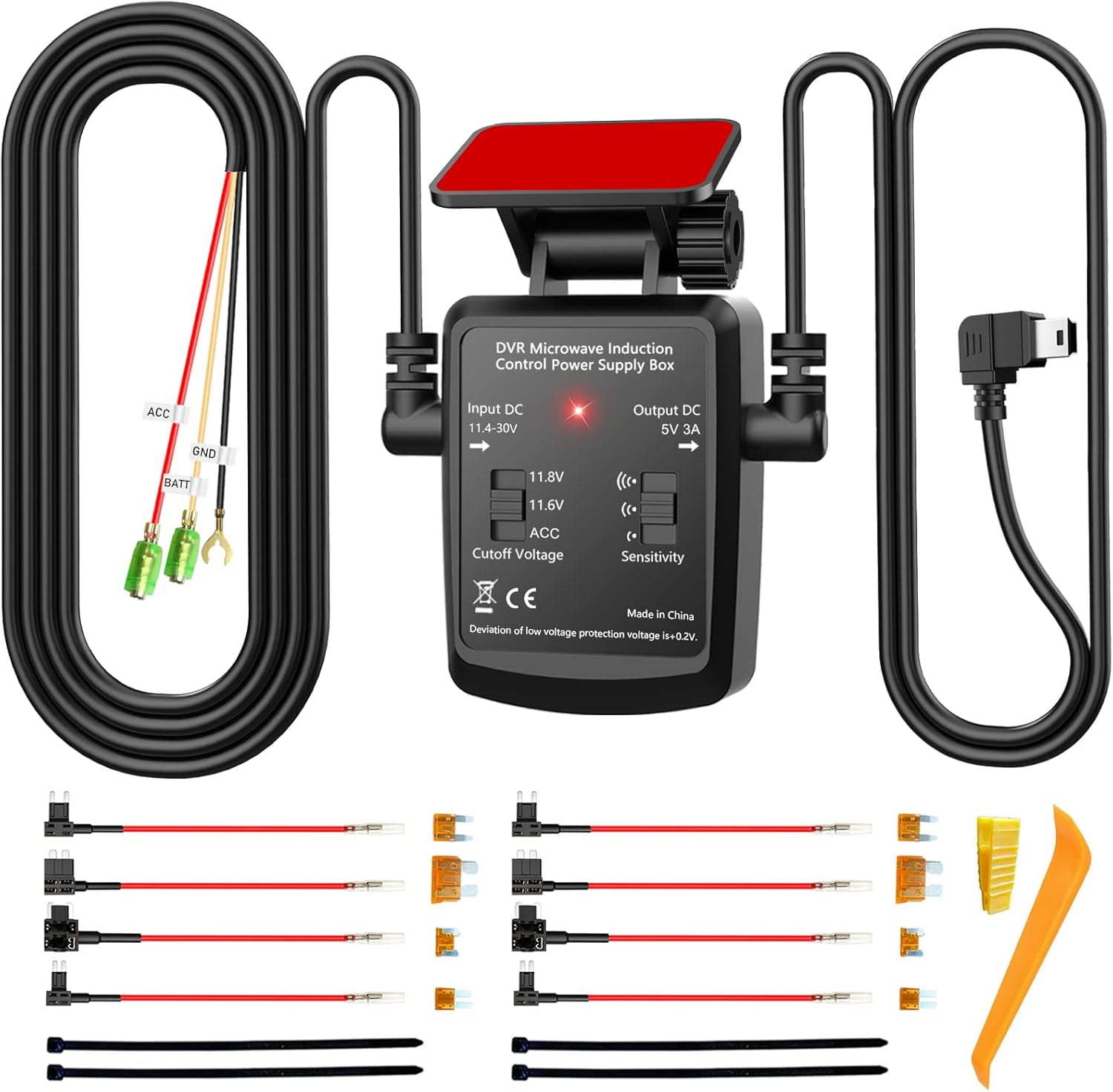 Dash Cam Hardwire Kit,Mini USB Microwave Radar Sensing Dash Cam ...