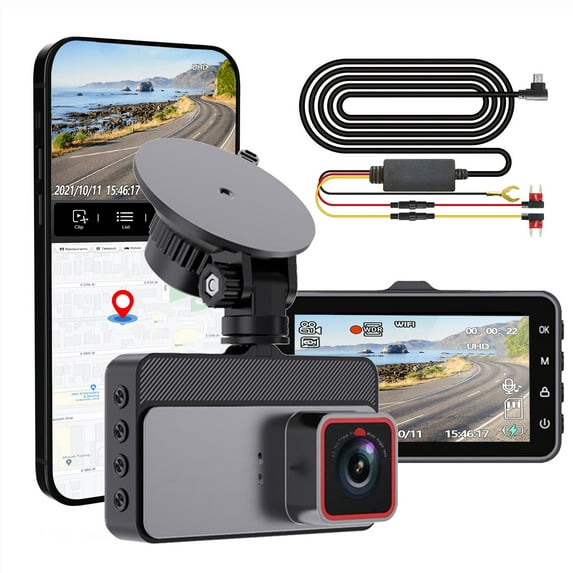 Dash Cam with WiFi 1080P FHD Car Driving Recorder 3-inch Dash Cameras HD Nightc Vision/G Sensor/Loop Recording/24h Parking Monitoring/Motion Detection and WDR