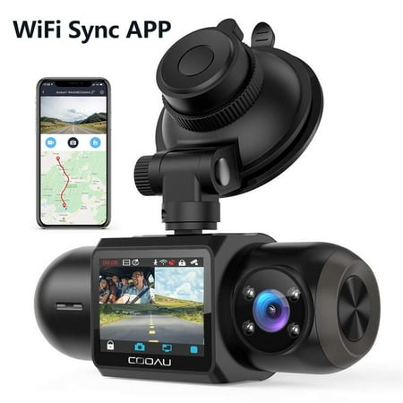 AZDOME M550 Dash Cam 3 Channel, Built in WiFi GPS, With 64GB Card, Front Inside Rear 1440P+1080P+1080P Car Dashboard Camera Recorder, 4K+1080P Dual, 3.19" IPS Screen, IR Night Vision, Capacitor, Parki