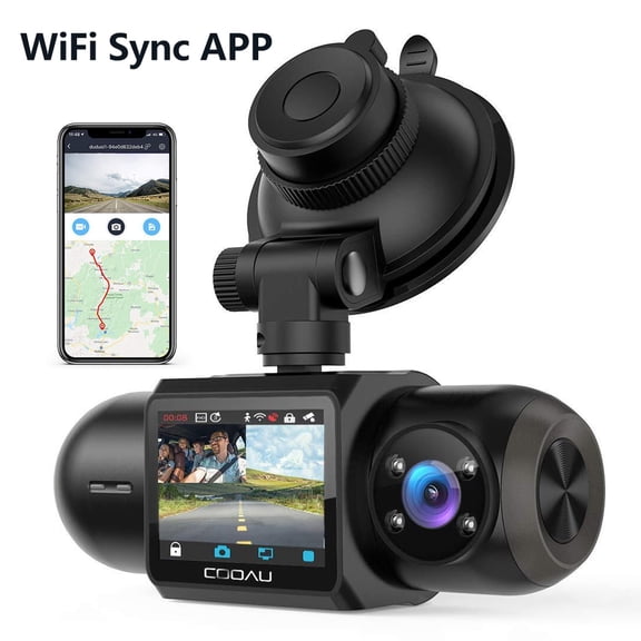 AZDOME M550 Dash Cam 3 Channel, Built in WiFi GPS, With 64GB Card, Front Inside Rear 1440P+1080P+1080P Car Dashboard Camera Recorder, 4K+1080P Dual, 3.19" IPS Screen, IR Night Vision, Capacitor, Parki