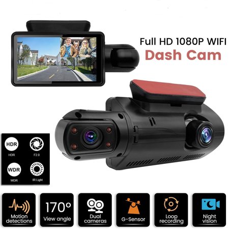 Dash Cam for Car Front and Rear 1080p, Dual Lens Car DVR Dash Cam Video Recorder Night Vision Dashboard, G-Sensor Parking Monitor 110° Wide Angle