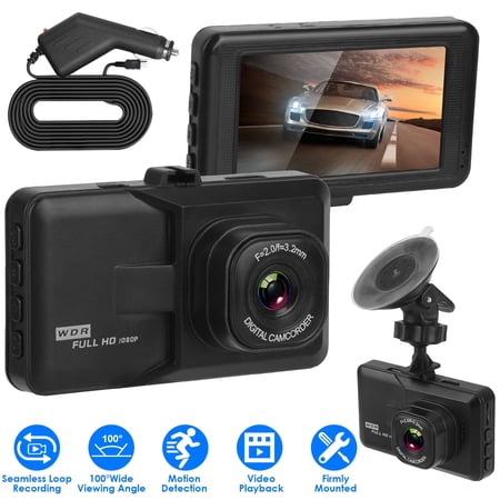 Dash Camera for Cars, TeqHome 1080P Car DVR 3in front dashboard Camera with 32G MMC Card 3.0in HD Screen 100° Angle Loop Recording, Parking Monitor, Loop Recording, Motion Detection