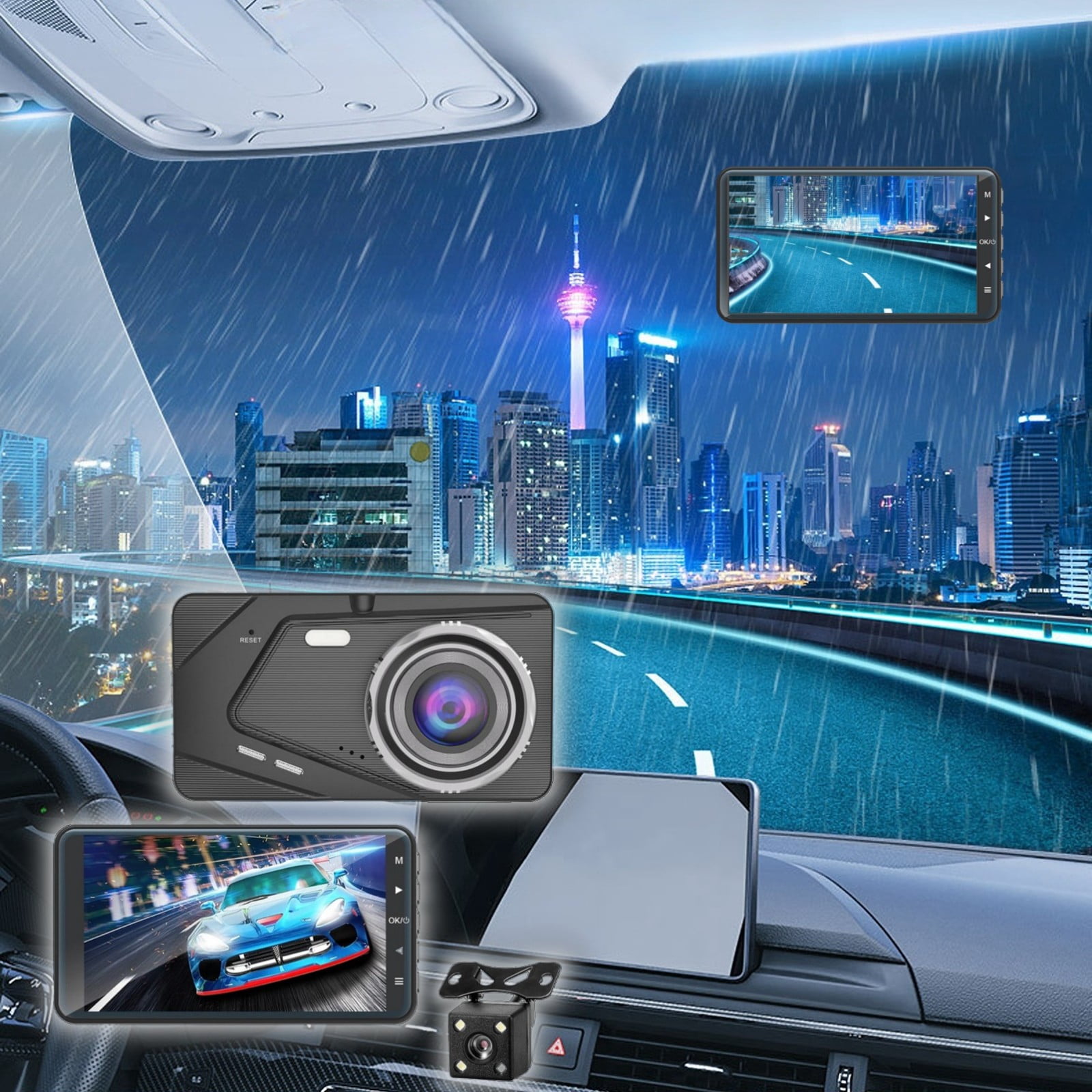 Best Motion Detection Dash Cam Dash Camera For Cars Night Vision Dash Cam Front And Rear 4 Inch Screen