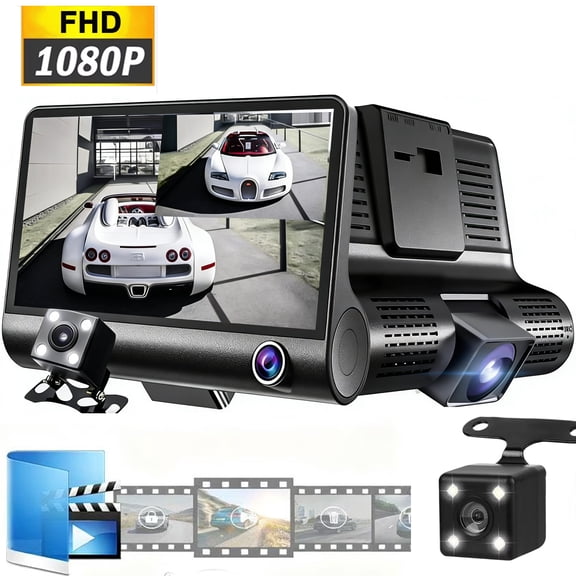Dash Cam Front and Rear, 1080P Dash Camera for Cars, 4’’ Full HD Dash Cam,Full HD 170° Wide Angle Backup with Night Vision, G-Sensor, Loop Recording, IR Night Vision