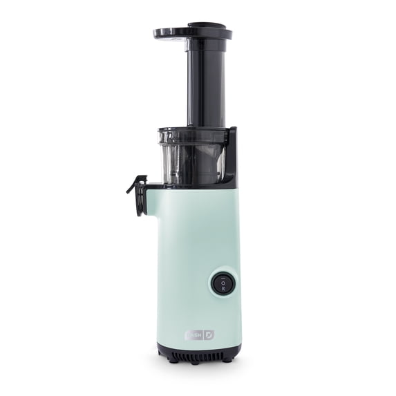 Dash Compact Masticating Slow Juicer, Easy to Clean Cold Press Juicer with Brush, Pulp Measuring Cup and Juice Recipe Guide - Aqua
