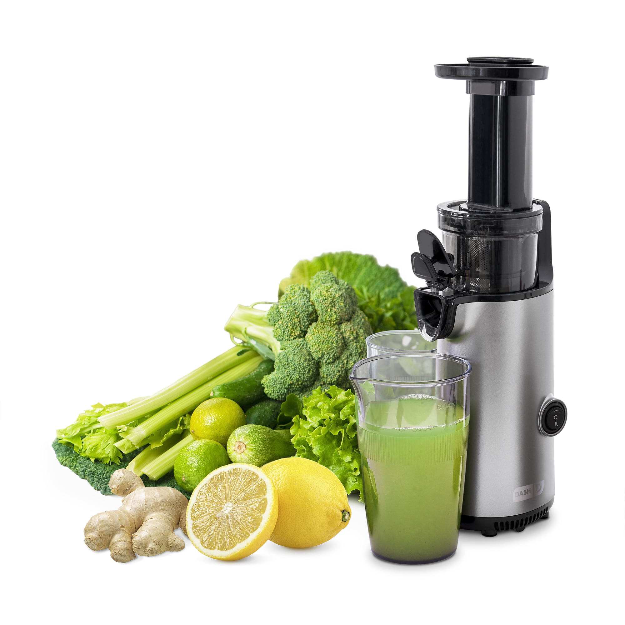Dash Compact Centrifugal Juicer, Press Juicing Machine, 2-Speed, 2 Wide Feed Chute for Whole Fruit Vegetable, Anti-Drip, Stainless Steel Sieve - Cool