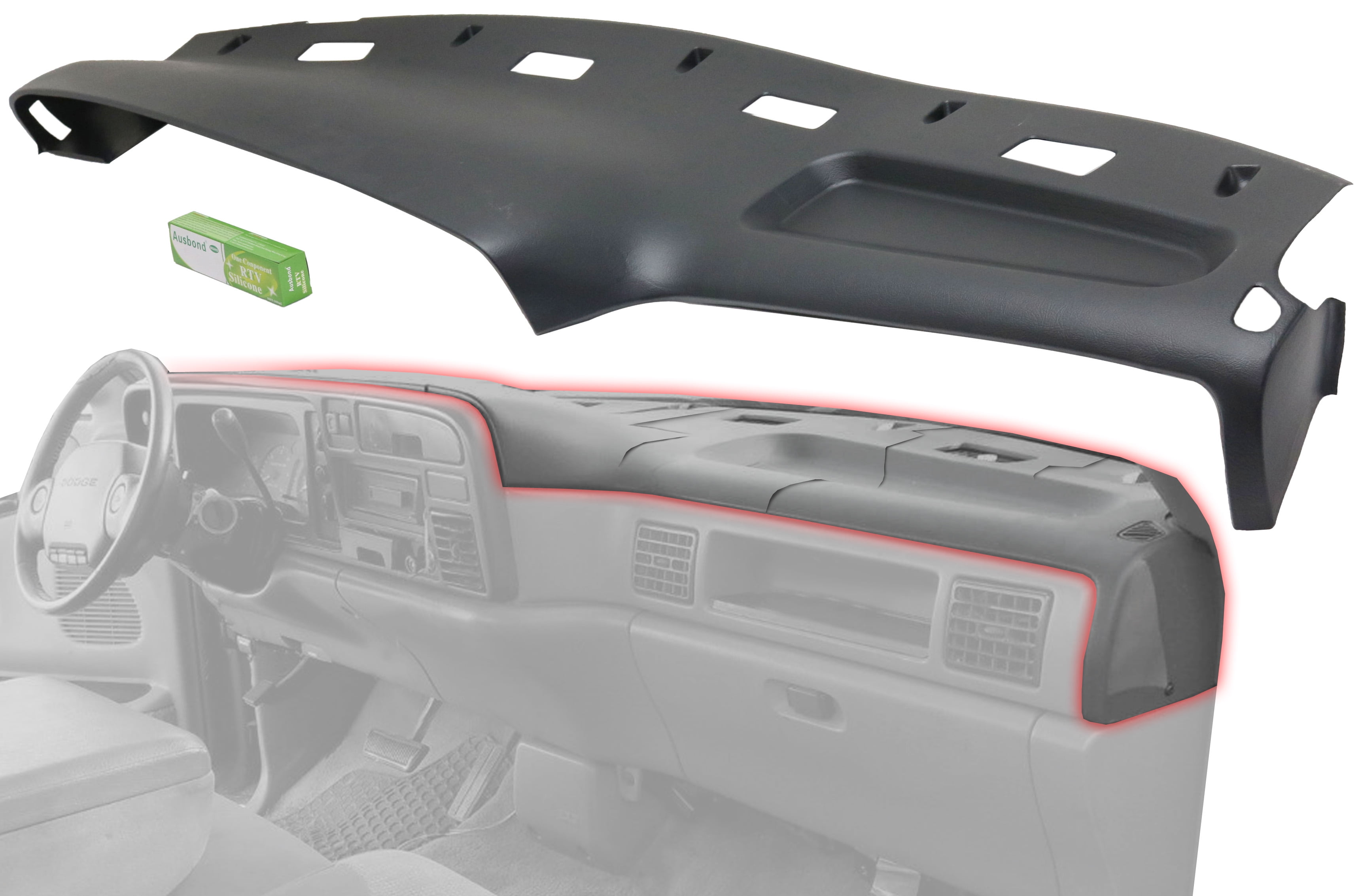 Dash Cover Compatible With 1994-1997 Dodge Ram 3500 2500 8Cyl 6Cyl 10Cyl 5.9L 8.0L 5.2L ABS Thermoplastic Polymer Black