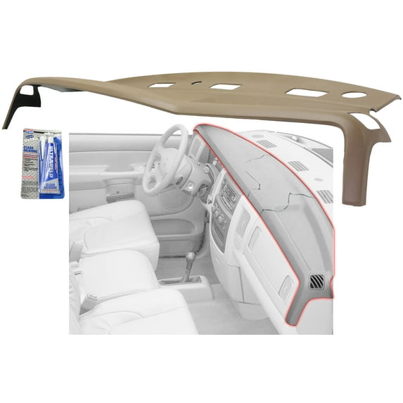 Dash Cover Compatible With 2003-2005 Dodge Ram 3500 2500 8Cyl 6Cyl 10Cyl 5.7L 5.9L 8.0L ABS Thermoplastic Polymer Tan