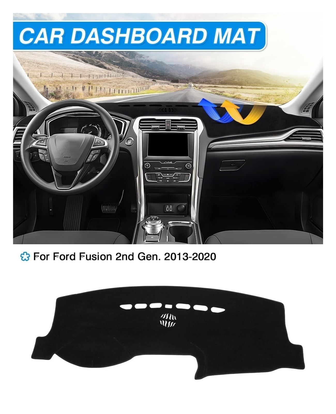 Dash Cover Fits for Fusion 2013-2020 Dashboard Cover Mat for Fusion Accessories Non-Slip Pad Carpet Anti-Glarev
