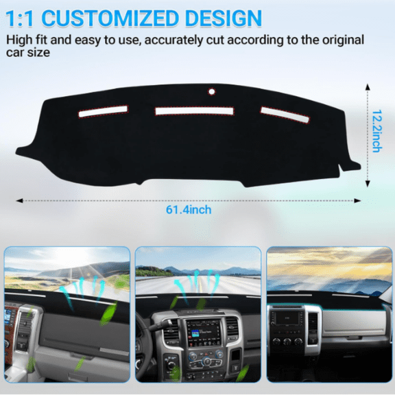 Dash Cover Mat Compatible with 2010 2011 2012 2013 2014 2015 2016 2017 2018 Dodge Ram 1500 2500 3500 Accessories Dashboard Cover Pad Carpet Dash Board Protector Sunshield Cover