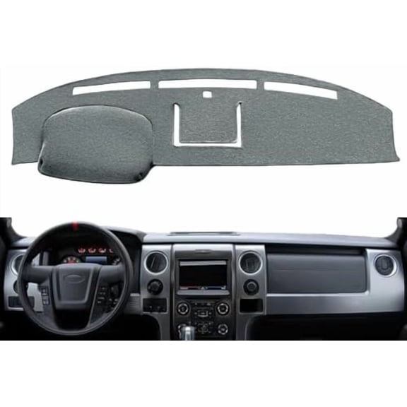 Dash Cover Mat Custom Fit for Ford F150 Raptor 2009 2010 2011 2012 2013 2014 with Light Sensor Dashboard Cap Pad Carpet Protector (09-14 Charcoal Gray) J21
