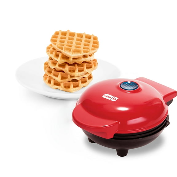Dash Heart Mini Waffle Maker - 4” Waffle Mold, Nonstick Waffle Iron with Quick Heat-Up, Nonstick Surface - Perfect Mini Waffle Maker for Kids and Families, Just Add Batter, Red
