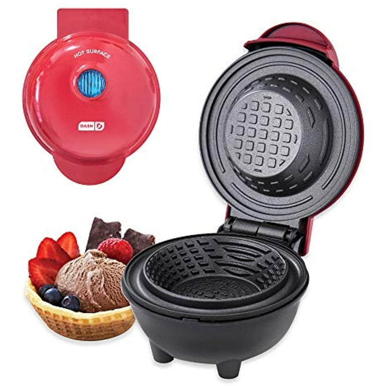 Dash DMWBM100GBRD04 Mini Waffle Maker for Breakfast Burrito Bowls Ice Cream and Other Sweet Deserts Recipe Guide Included Red