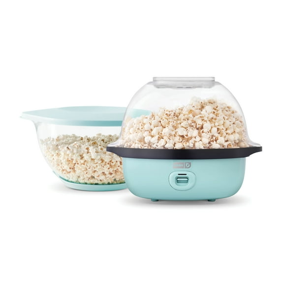 Dash SmartStore™ Deluxe Stirring Popcorn Maker, Hot Oil Electric Popcorn Machine with Large Lid for Serving Bowl and Convenient Storage, 24 Cups, Aqua