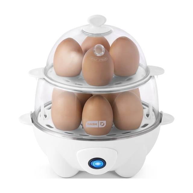 Dash Deluxe Egg Cooker, 12 Egg Electric Boiler, Hard Boiled & Poached, White