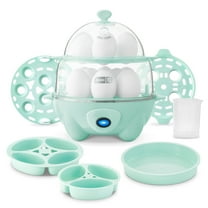 Dash 3-in-1 Premium Rapid Egg Cooker, 7 Egg Capacity, with Removable Trays, for Hard Boiled Eggs, Poached Eggs and Omelets, Dishwasher Safe, Red