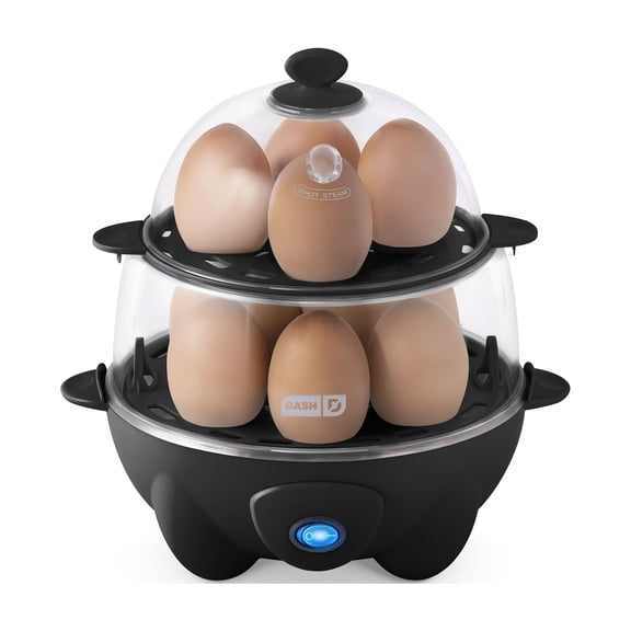 Dash Deluxe Egg Cooker, 12 Egg Capacity, Hard Boiled Poached Omelet Maker, Black