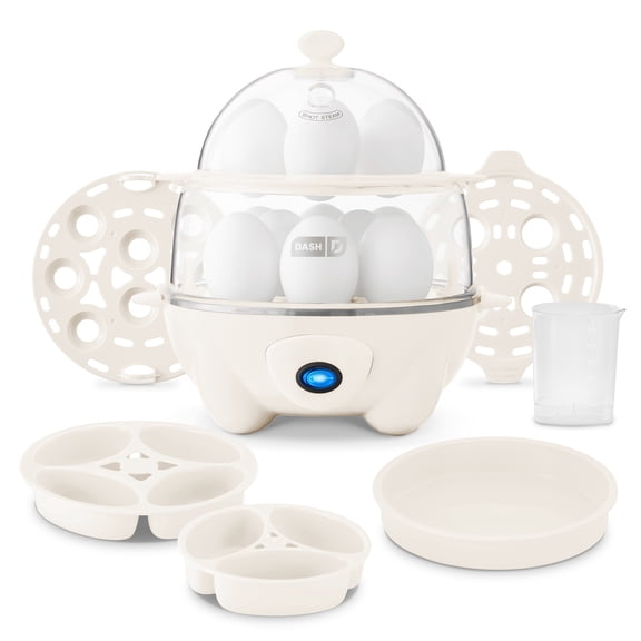 Dash Deluxe Rapid Egg Cooker for Hard Boiled, Poached, Scrambled Eggs, Omelets, Steamed Vegetables, Dumplings & More, 12 Egg Capacity, with Auto Shut off, Cream
