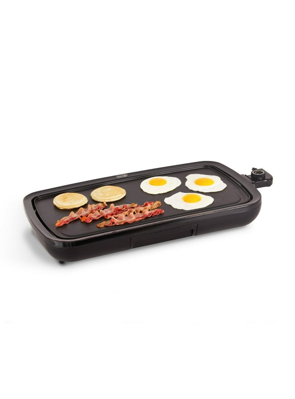Dash Everyday Nonstick Electric Griddle for Pancakes Burgers, Quesadillas, Eggs & Other on the Go Breakfast, Lunch & Snacks with Drip Tray + Included Recipe Book, 20in, 1500-Watt - Black