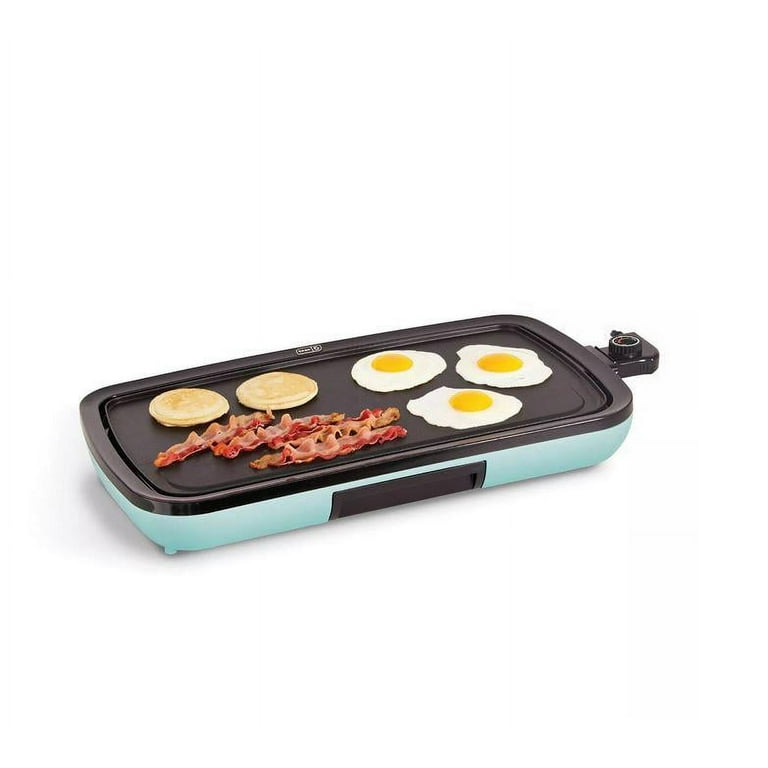 iCucina 1000 Watt Non-Stick Even-Heating Flat Electric Griddle Grill, Pancake, Dash Egg, Tortillas, Quesadillas Maker