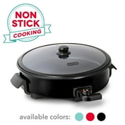 Dash Family Size Electric Skillet with 14 inch Nonstick Surface + Recipe Book for Pizza Burgers, Cookies, Fajitas, Breakfast & More, 20 Cup Capacity, 2.5 Inch Deep, 1400-Watt - Black