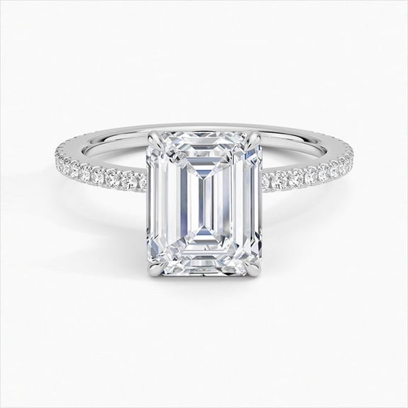 Dash JEWEL Emerald Cut 1.9 Ct Lab Created Simulated Diamond Wedding Ring - Stamped 14K White Gold Plated Promise Anniversary Ring - Anniversary Gifts for Women's - Proposal Rings for Herfriend