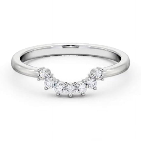 Dash Jewel 0.8 Ct Round Cut Lab Created Diamond Half Moon Ring - 14K White Gold Plated Wave Engagement Ring for Women - Gorgeous Anniversary Gift - Forever Diamond Ring