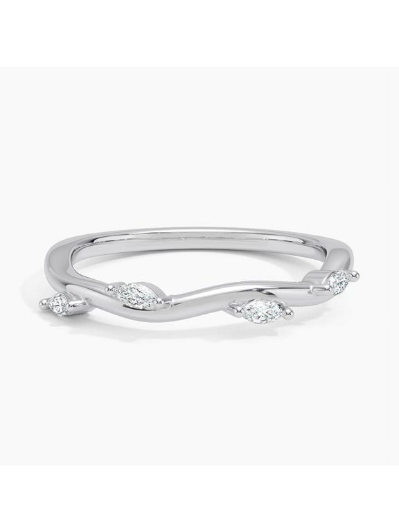 1.2 Ct Marquise Cut Lab-Created Simulated Diamond Leaf Design Ring 14K White Gold Plated